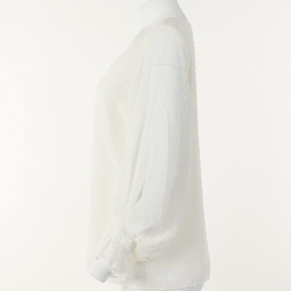 Vince Camuto Clip-Dot Smocked-Cuff Top - Picture 3 of 5